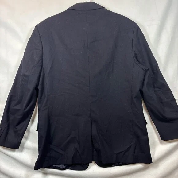 Vtg J.Crew Mens Black Classic Blazer Suit Jacket Size 44R